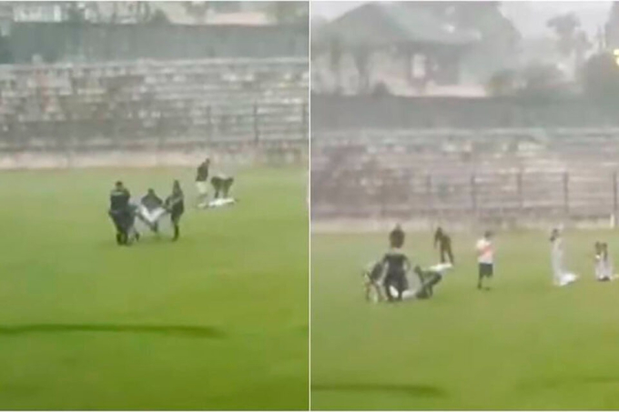 Cầu thủ nằm la liệt trên sân sau khi bị sét đánh kinh hoàng, một chân sút trẻ tử vong thương tâm