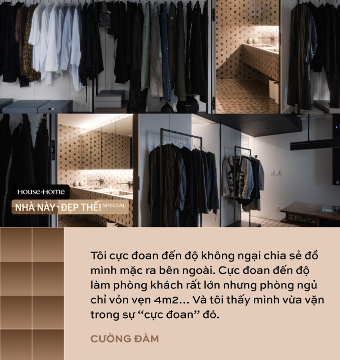 NTK Cường Đàm biến căn hộ 110m2 thành store thời trang: Cực đoan đến mức dành 70% diện tích cho phòng khách, phòng ngủ chỉ vỏn vẹn 4m2