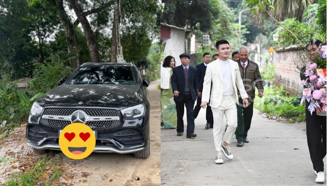 Quang Hải nhường Mercedes để Chu Thanh Huyền lái về quê