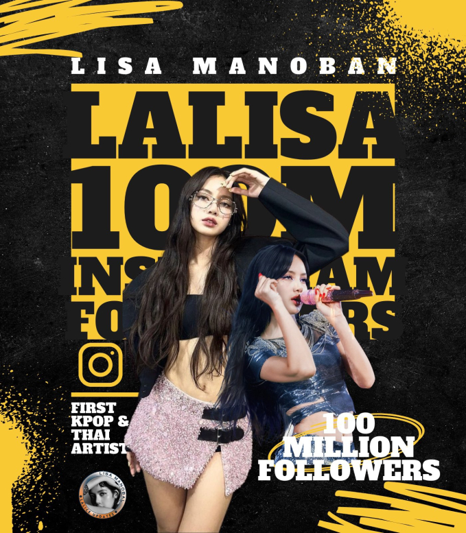 Lisa cũng là người nổi tiếng châu Á đạt 100 triệu người theo dõi tài khoản Instagram nhanh nhất trong lịch sử.