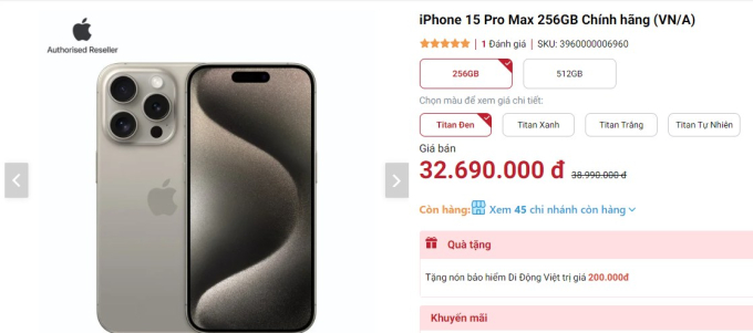   iPhone 15 Pro Max giảm hơn 6 triệu đồng chỉ sau 4 tháng ra mắt tại thị trường Việt Nam  