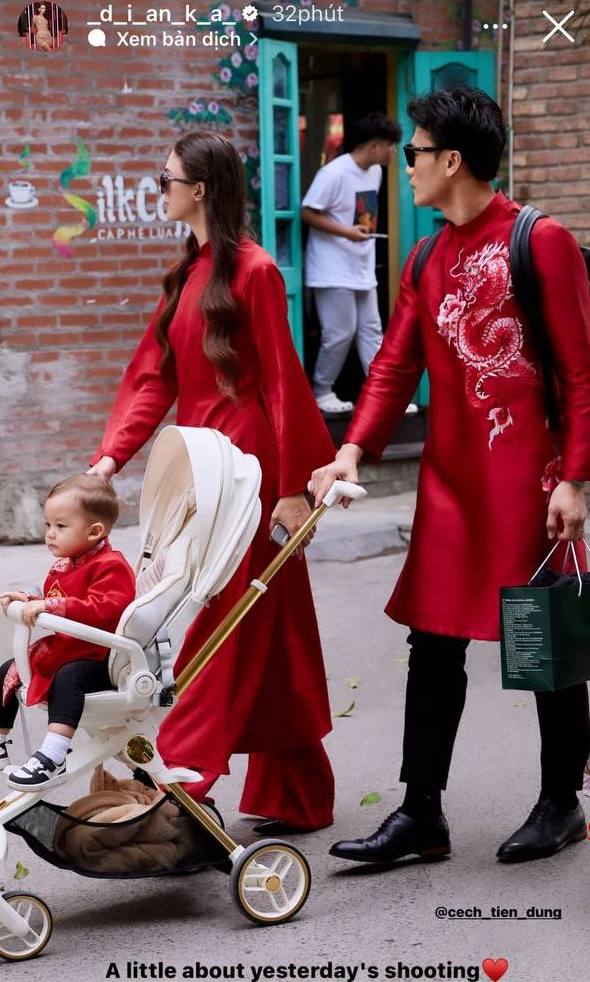 Gia đình Bùi Tiến Dũng trong concept áo dài trên phố