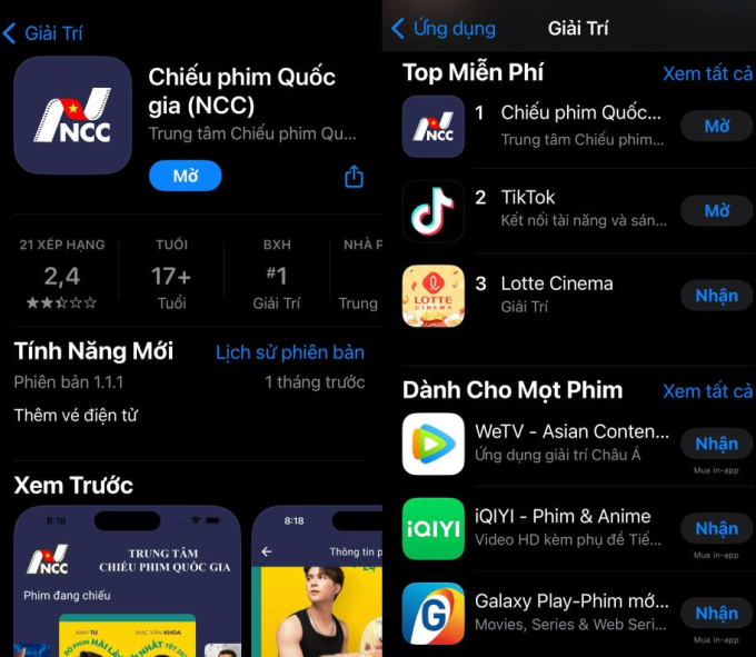 Ứng dụng NCC bất ngờ leo lên vị trí top 1 mục Giải trí trên App Store, dĩ nhiên là nhờ sức nóng của 