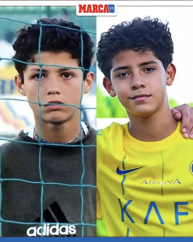 Ronaldo Jr (phải) được cho sở hữu ngoại hình ngày càng giống cha