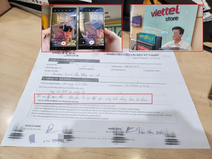   Sau khi kiểm tra, nhân viên kỹ thuật của Viettel Store xác nhận camera của máy ảnh Đạt bị mờ. Tuy nhiên, anh Đạt vẫn bị chưa được bảo hành. (Ảnh: NVCC)  