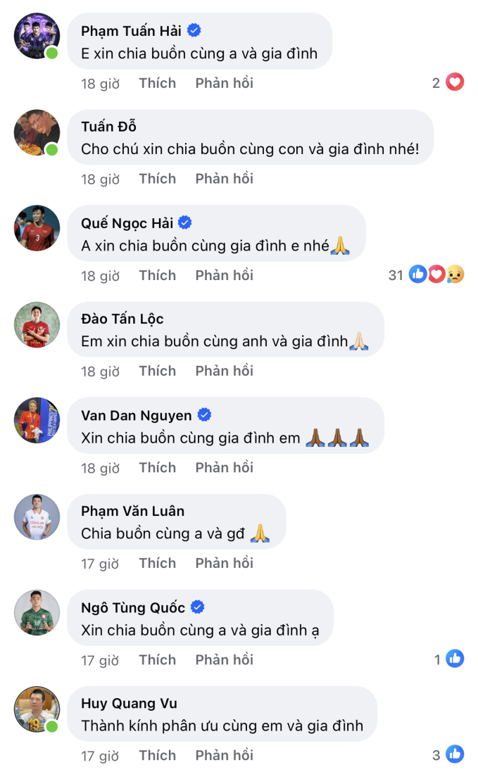 Bố của Bùi Tiến Dũng, Tiến Dụng qua đời: Quang Hải, Tiến Linh... chia buồn, thủ môn U23 Việt Nam mong đồng đội mạnh mẽ vượt qua nỗi đau