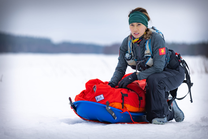 Thanh Vũ đã tập luyện rất nhiều để chuẩn bị cho chặng đua đi bộ 500km trên tuyết