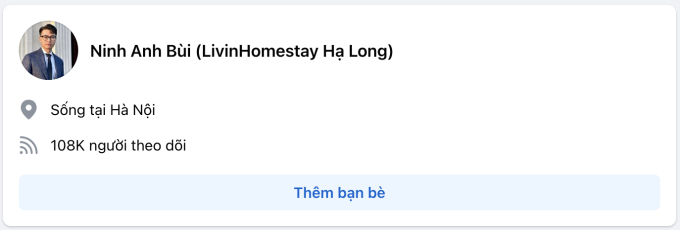   Trên Facebook, Ninh Anh Bùi cũng vô cùng hot khi thu hút đến 108.000 nghìn followers.  