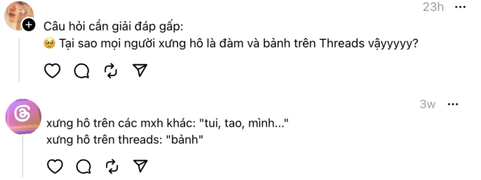 Hội mới gia nhập Threads thì lạ lắm, không hiểu sao cư dân mạng trên đây lại xưng hô kiểu lạ quá nhỉ?