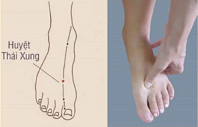   Muốn dưỡng gan, chị em có thể vỗ nhẹ hoặc massage nhẹ nhàng ở huyệt Thái xung trên bàn chân (Ảnh minh họa)  