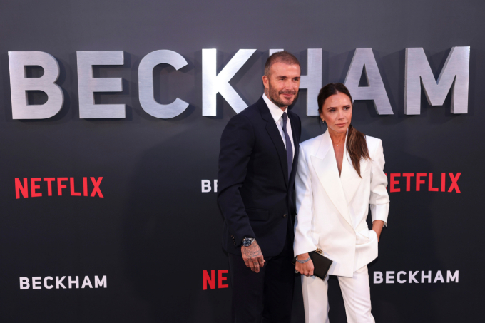 David Beckham và vợ trong buổi ra mắt bị phim tài liệu mang tên mình hồi năm ngoái