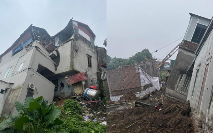Những ngôi nhà đổ nát sau sạt lở