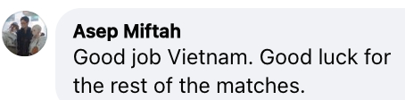 Làm tốt lắm Việt Nam. Chúc may mắn trong những trận còn lại nhé 