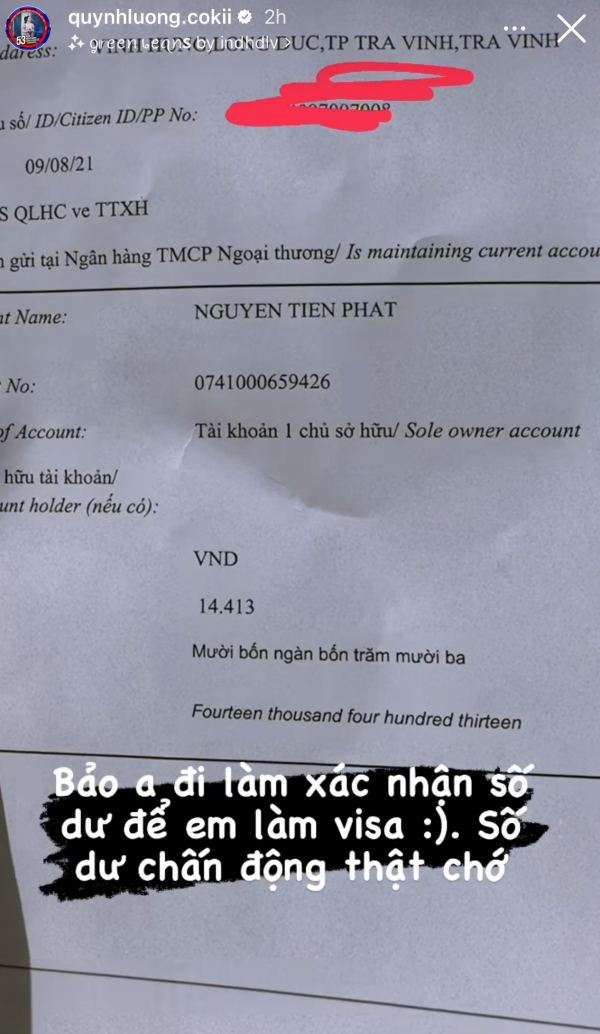 Thông tin số dư tài khoản của Tiến Phát khiến Quỳnh Lương bị choáng