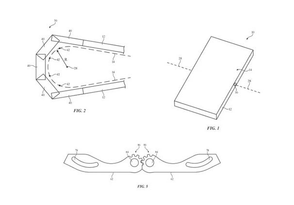 Hình minh họa từ đơn xin cấp bằng sáng chế của Apple cho bản lề iPhone Flip. (Ảnh:USPTO) 