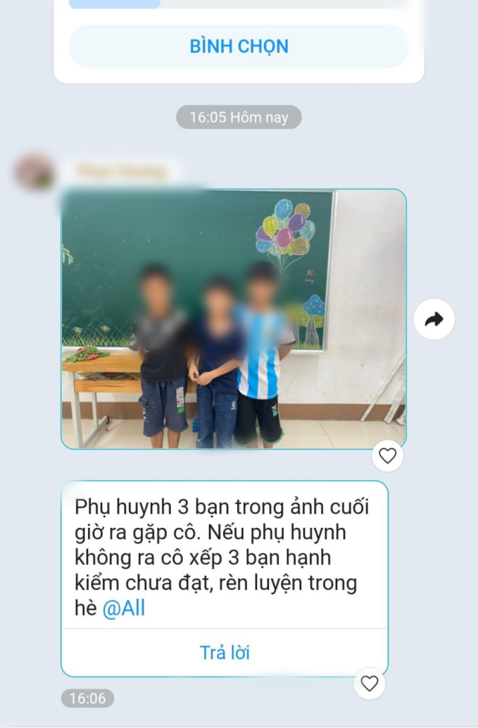 Đoạn tin nhắn của cô giáo trong nhóm lớp phụ huynh gây tranh cãi
