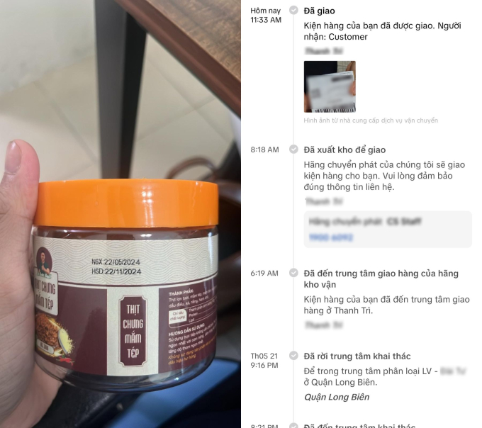 Một người dùng đã chia sẻ những mập mờ về ngày sản xuất in trên bao bì thịt chưng mắm tép của Lê Anh Nuôi (Ảnh chụp màn hình) 