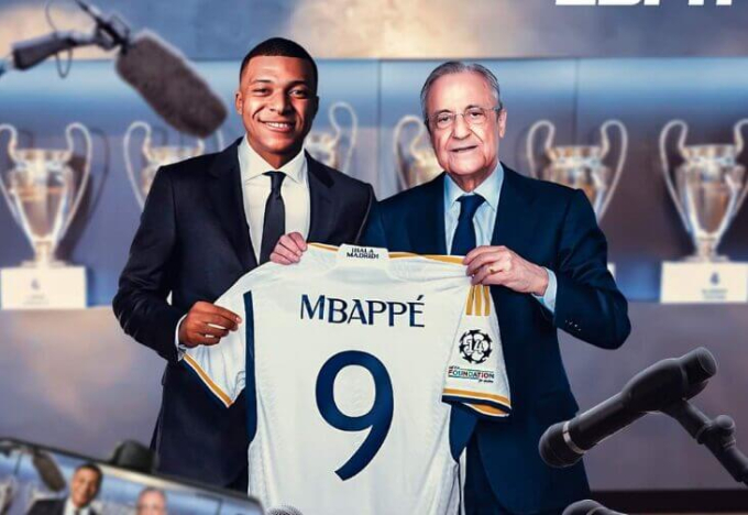 Mbappe được cho mặc áo số 9 tại Real, giống với Ronaldo thời điểm mới gia nhập Real