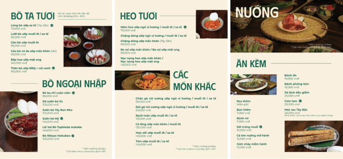 Menu tại Om Nướng (Ảnh: Om Nướng) 