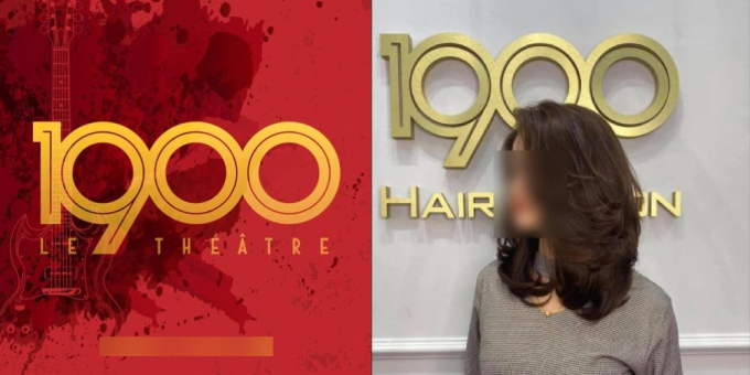 Hình ảnh logo của 1900 Le Théâtre (trái) và logo cũ của 1900 Hair Salon (phải)