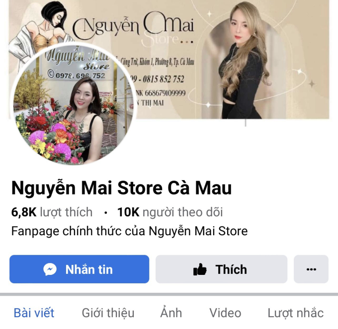 Tài khoản Nguyễn Mai store Cà Mau chuyên livestream chốt đơn