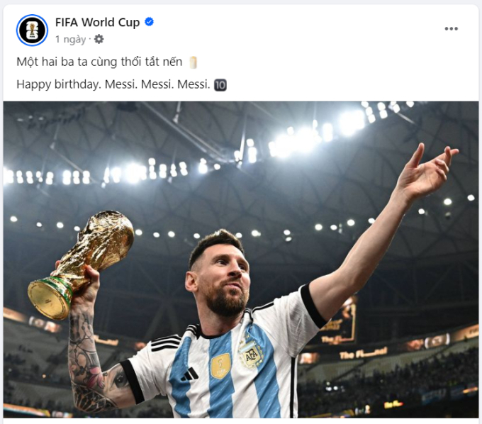 Bài đăng bằng tiếng Việt của FIFA chúc sinh nhật của Messi