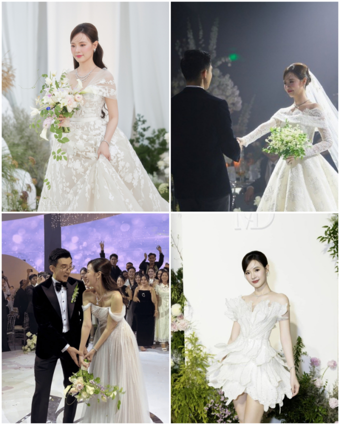 Tại đám cưới, Midu đã sử dụng tổng cộng 4 mẫu váy cưới khác nhau, không hề trùng lặp với loạt ảnh cưới đã được đăng tải trước đó. 