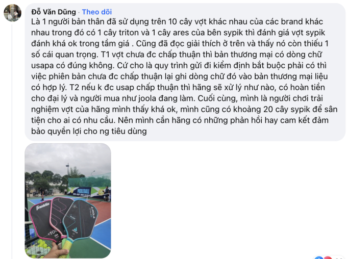 Người tiêu dùng hoang mang với việc vợt pickleball chưa được chấp thuận tiêu chuẩn Mỹ nhưng đã in kí hiệu như đã đạt tiêu chuẩn và tung ra thị trường