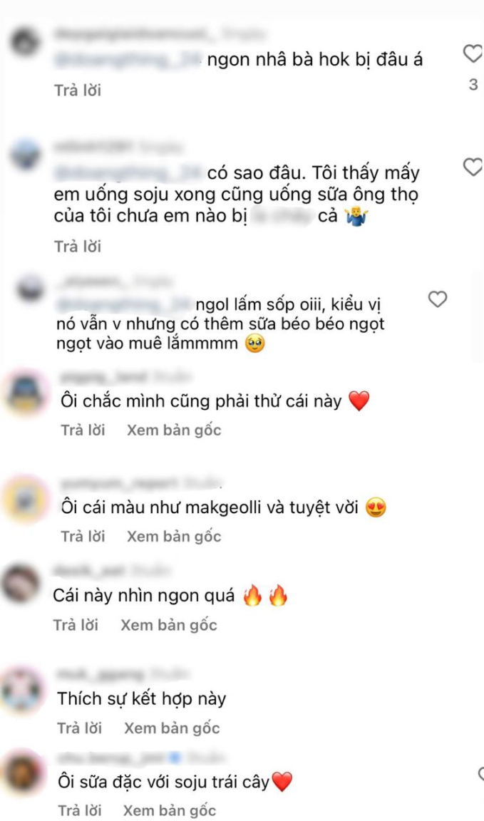 Nhiều bạn trẻ Hàn Quốc thích thú và mong muốn được thử hương vị cử soju cùng sữa đặc. 