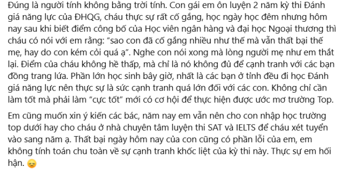 Con dành 2 năm ôn luyện để thi ĐGNL, phụ huynh Hà Nội ngỡ ngàng khi nhận kết quả cuối cùng, giờ chỉ biết trách bản thân 