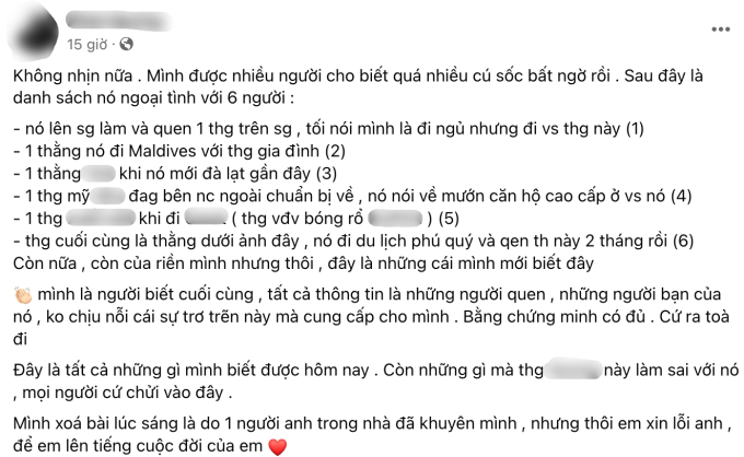 Chồng tố vợ ngoại tình với 6 người đàn ông.