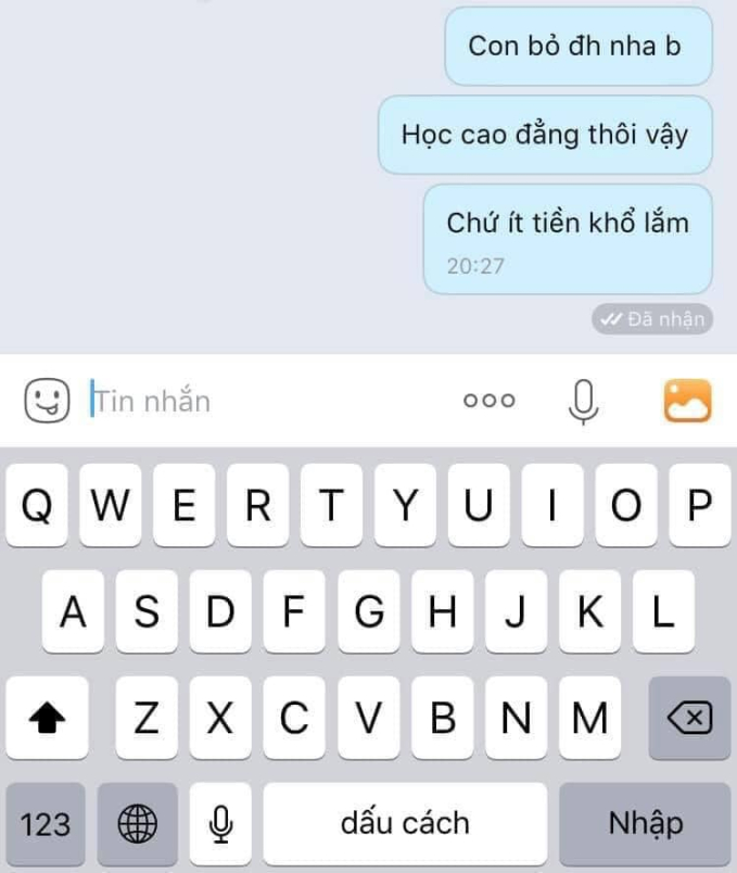 Đoạn tin nhắn của 2 bố con khiến nhiều người phải khóc, con đường đến với cánh cổng đại học đôi lúc thật xa