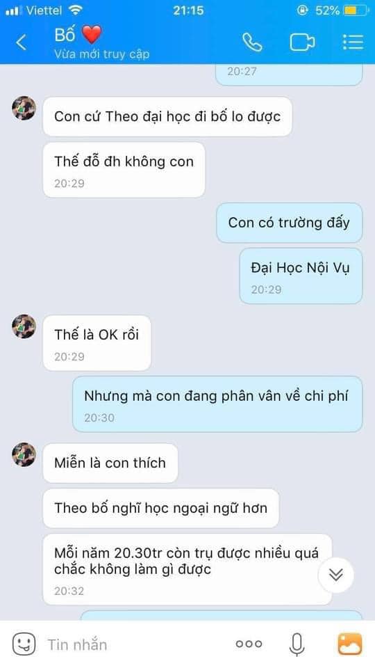 Đoạn tin nhắn của 2 bố con khiến nhiều người phải khóc, con đường đến với cánh cổng đại học đôi lúc thật xa