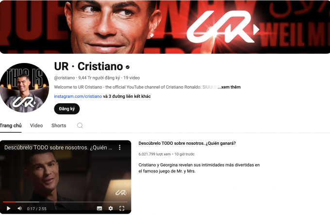 Kênh Youtube của Ronaldo