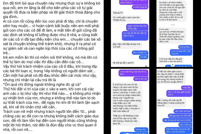   Người mẹ không hài lòng với cách xử lý từ cô giáo của nhà trẻ (Ảnh từ mạng xã hội của nhân vật)  