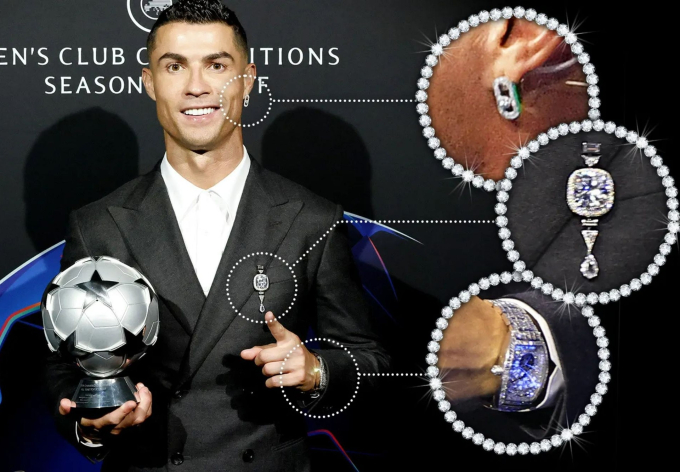 Những phụ kiện đắt giá Ronaldo đeo tại buổi lễ vừa qua