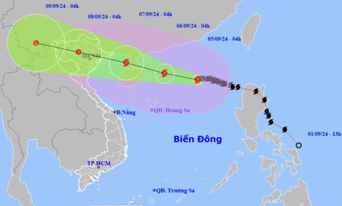 Bão số 3 giật trên cấp 17 đang đi vào Vịnh Bắc bộ.