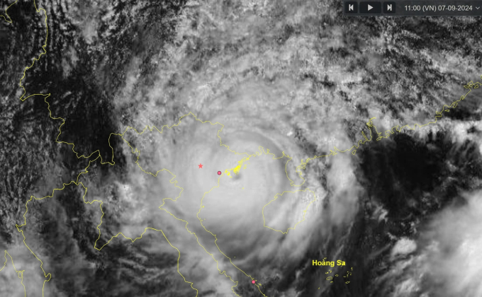 Vị trí cơn bão số 3 qua ảnh mây vệ tinh. Nguồn: Trung tâm Dự báo khí tượng thủy văn quốc gia