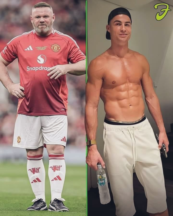 Ronaldo có ngoại hình khác biệt với Rooney dù hơn tuổi