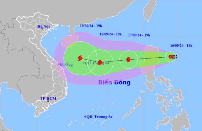 Vị trí và đường đi của áp thấp nhiệt đới (Nguồn: nchmf.gov.vn)