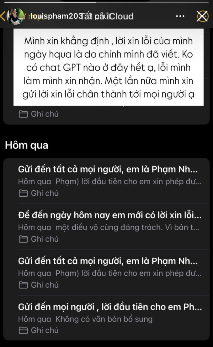 Cô nàng khẳng định tự viết lời xin lỗi