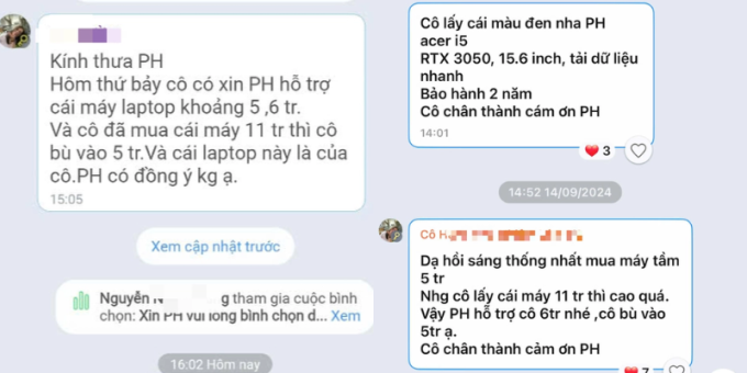 Tin nhắn của giáo viên (Ảnh chụp màn hình)