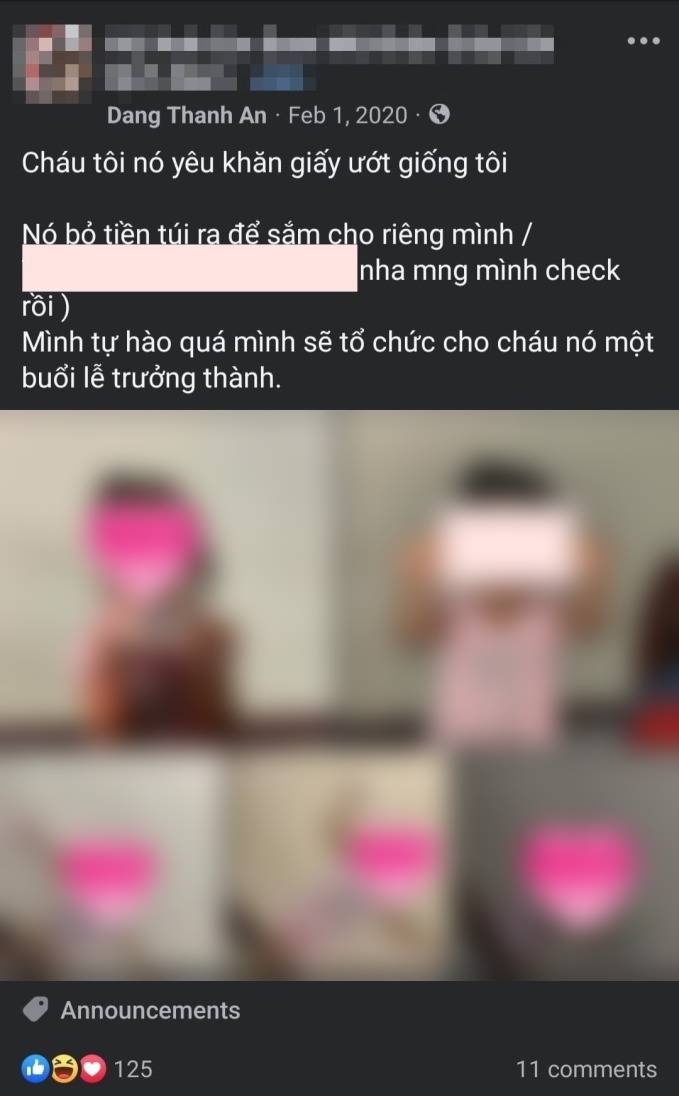 Negav thậm chí còn đăng tải hình ảnh cháu gái mình vào hội nhóm nhạy cảm này