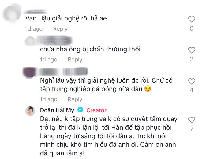 Doãn Hải My đáp trả bình luận muốn Văn Hậu giải nghệ