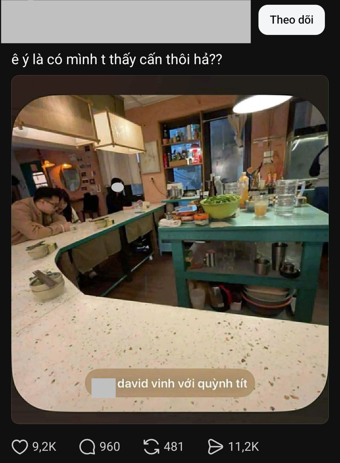 Vụ việc rầm rộ lên trên MXH vào đầu tháng 12 khi có tài khoản đăng tải hình ảnh David Vinh và Quỳnh Tít đi ăn cùng nhau.