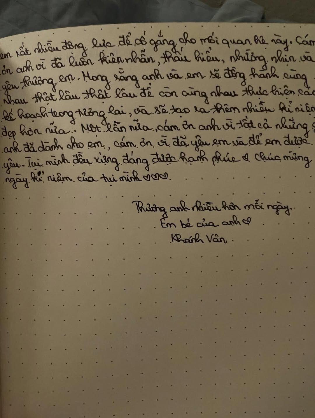 Bức thư tay Khánh Vân viết cho Bốp gây bão MXH