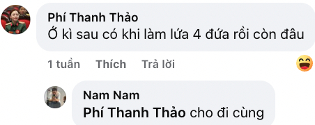 Phí Thanh Thảo cũng vui vẻ đáp lại ở bình luận