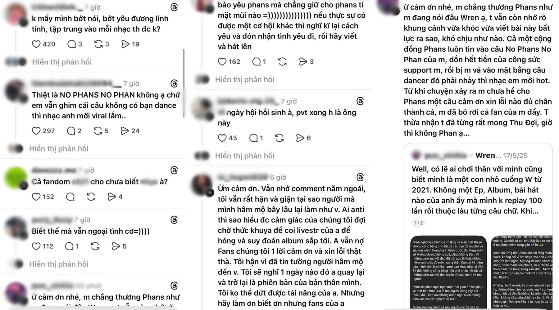 Fan vẫn phản ứng gay gắt với Wren Evans (ảnh: cap màn hình)