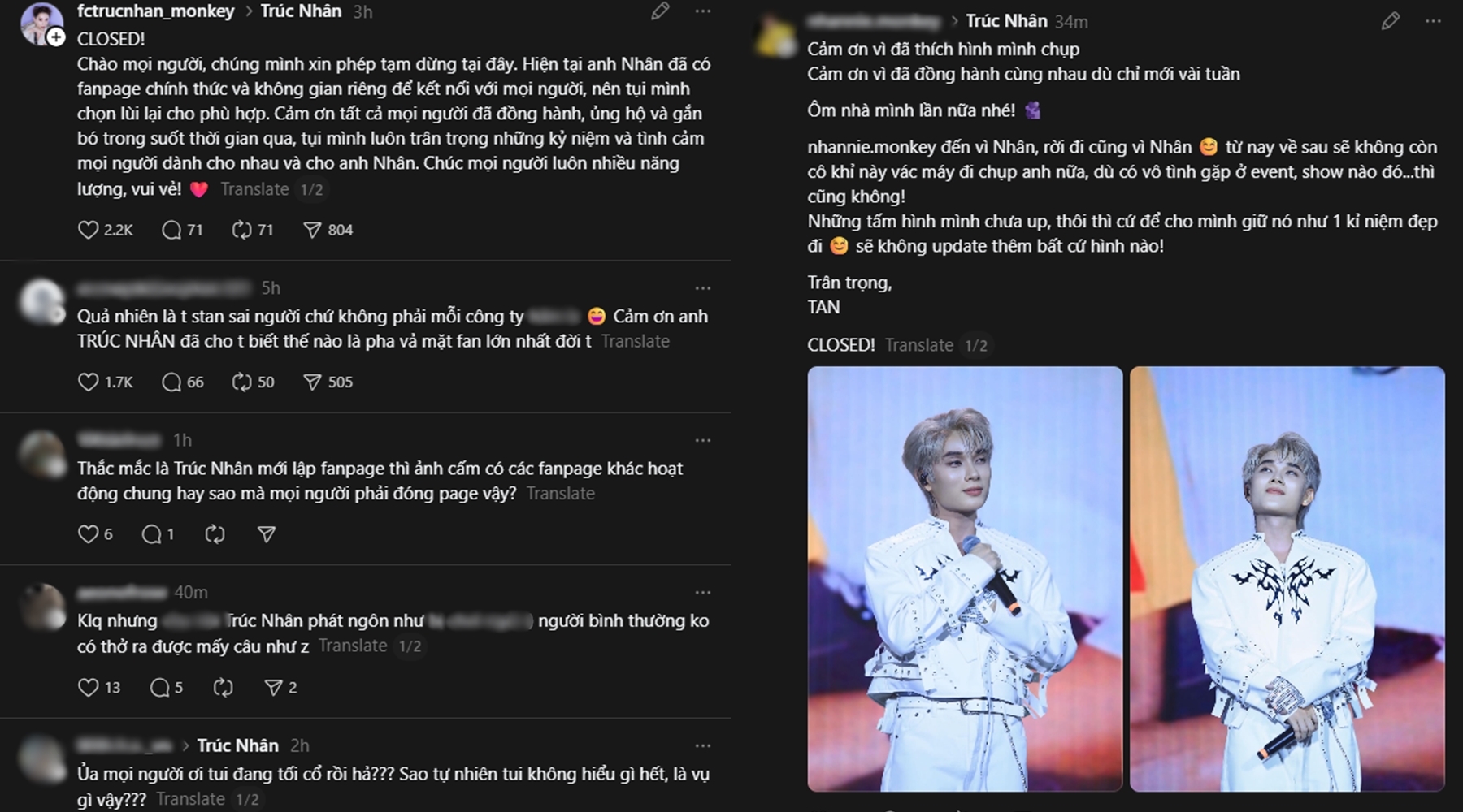 Fan Trúc Nhân đồng loạt thoát fan (ảnh: cap màn hình)