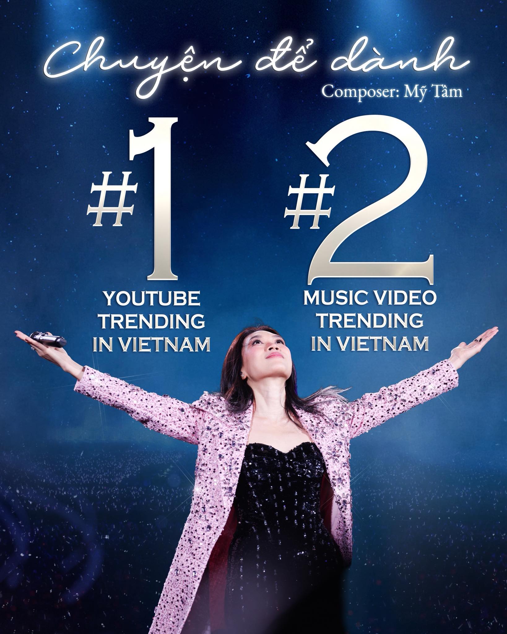 Ca khúc mới được Mỹ Tâm biểu diễn ở concert See The Light đạt top 1 trending YouTube (ảnh: FBNV)